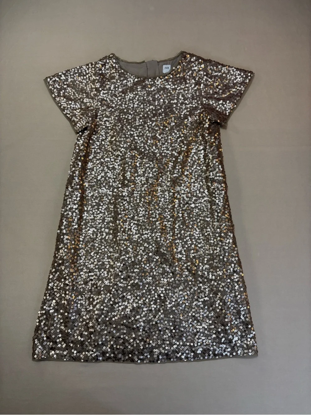 Gap Kids Champagne Sequin Short Sleeve Party Dress Girls Size XL